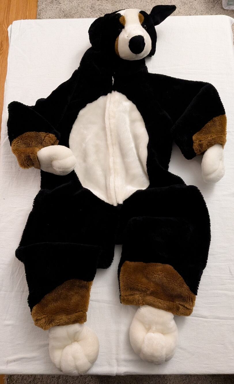 Plush Bernese Mountain Dog Hooded Halloween Costume Jumpsuit Size 4 - 6 EUC